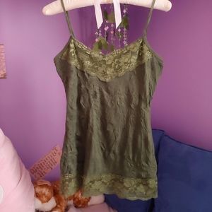 Maurices small green crinkle lace cami
